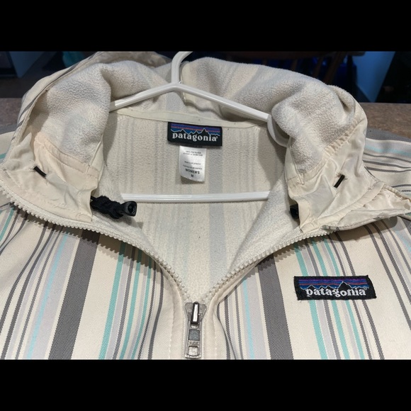 Patagonia spring jacket beige and teal striped medium - Picture 3 of 3